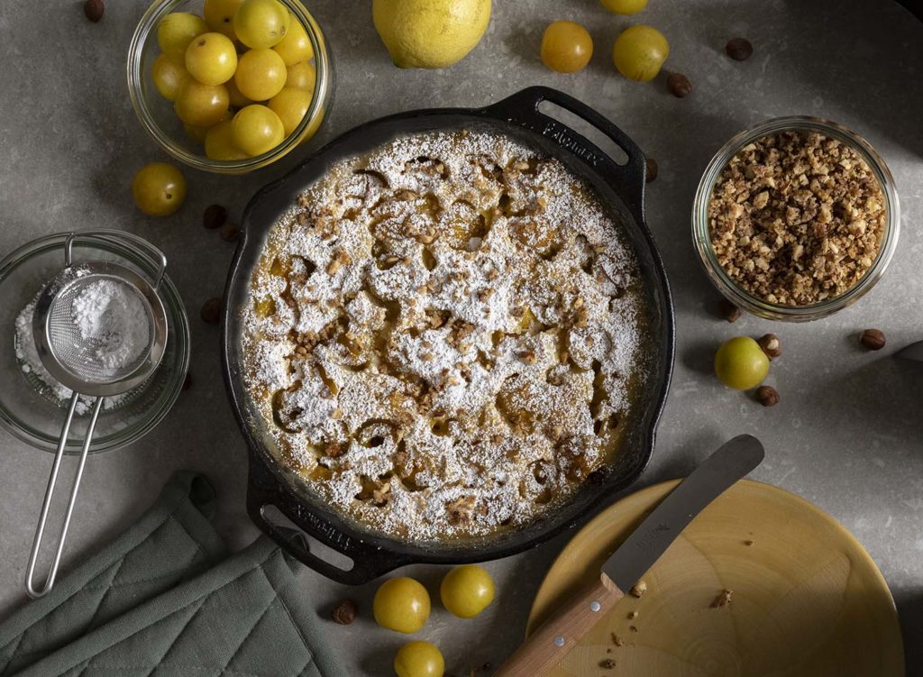 Clafoutis mit Mirabellen | Rezept für französischen Kirschauflauf